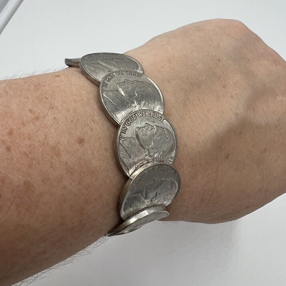 Handmade Artisan Coin Cuff Bracelet - Picture 2 of 10